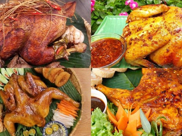 Ăn gà nướng khi du lịch tại thác Bản Giốc