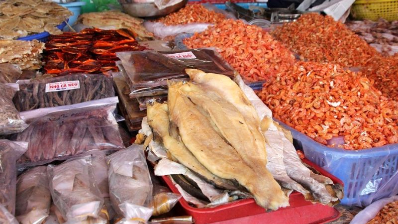 Hải sản khô tại chợ Tuy Hòa Phú Yên