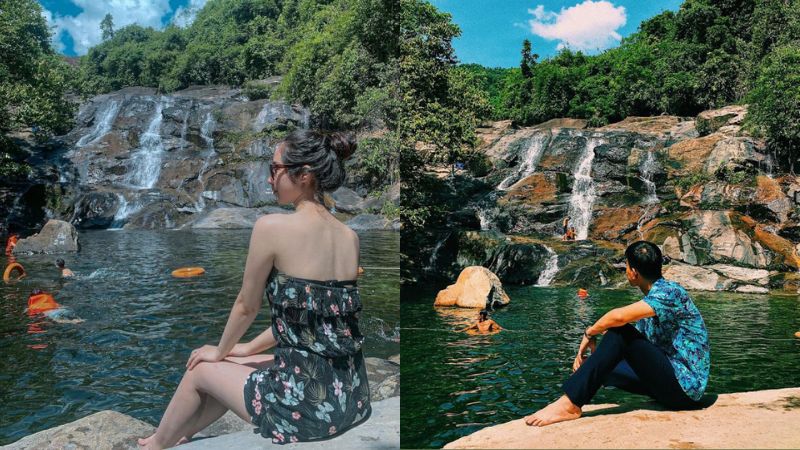 Chụp ảnh checkin tại thác