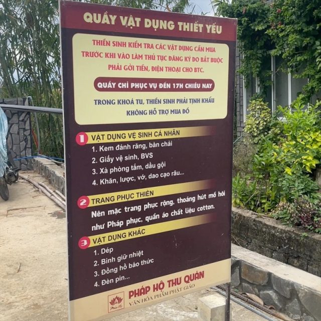 Trước khi tham gia khóa tu cần chuẩn bị đầy đủ các vật dụng cần thiết