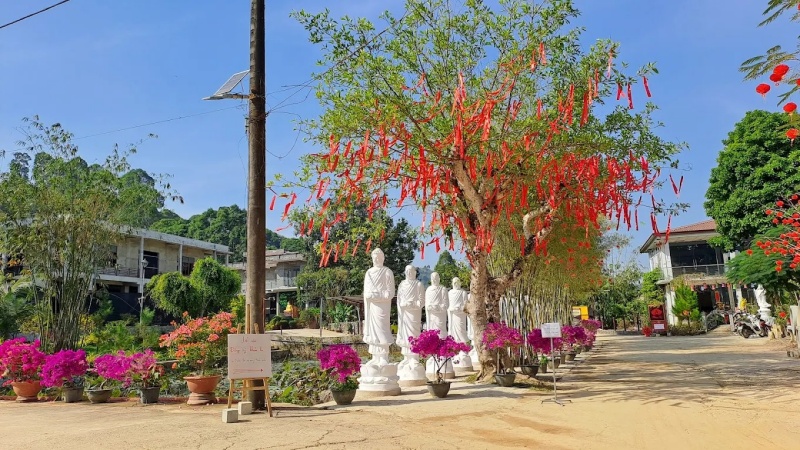 Cảnh vật tại Thiền viện Pháp Sơn mang đậm nét thanh tịnh và mộc mạc