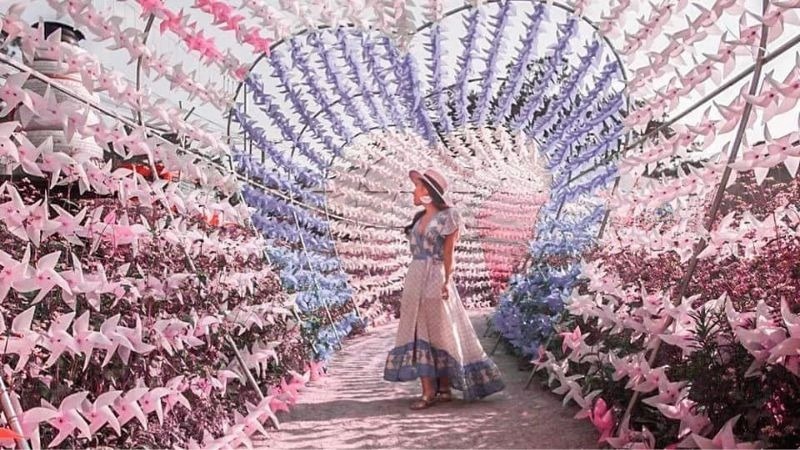 Đường hầm chong ch&oacute;ng l&agrave; một lối đi d&agrave;i được bao quanh bởi h&agrave;ng ngh&igrave;n chiếc chong ch&oacute;ng đa sắc m&agrave;u