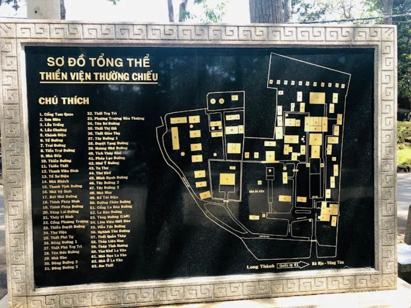 Thiền viện Thường Chiếu: Lịch sử, kiến trúc và kinh nghiệm tham quan 4 Sơ đồ tổng thể Thiền viện Thường Chiếu Long Thành Đồng Nai