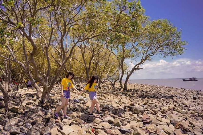 Bãi đá tại biển Tân Thành Gò Công